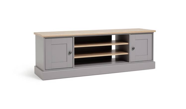 Grey and walnut tv shop unit