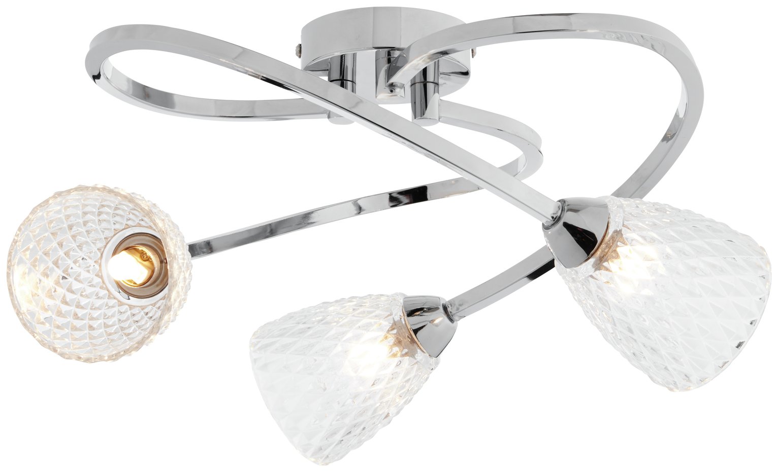 Argos Home Braxton 3 Light Ceiling Light - Chrome & Glass