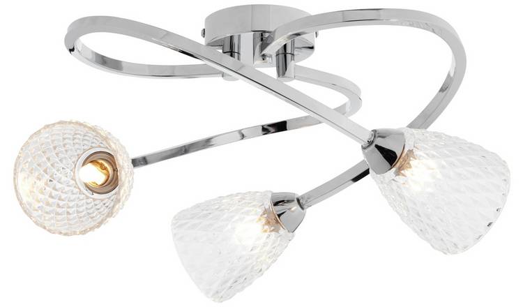 Buy Argos Home Braxton 3 Light Ceiling Light Chrome Glass