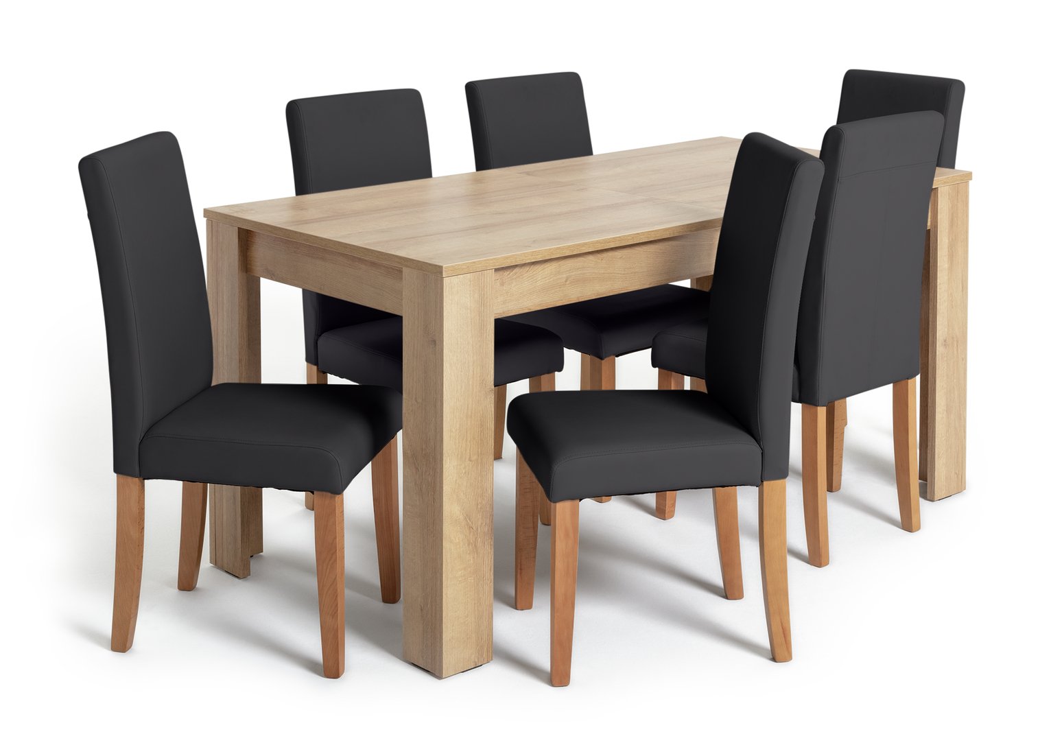 Argos Home Miami XL Extending Table & 6 Black Chairs