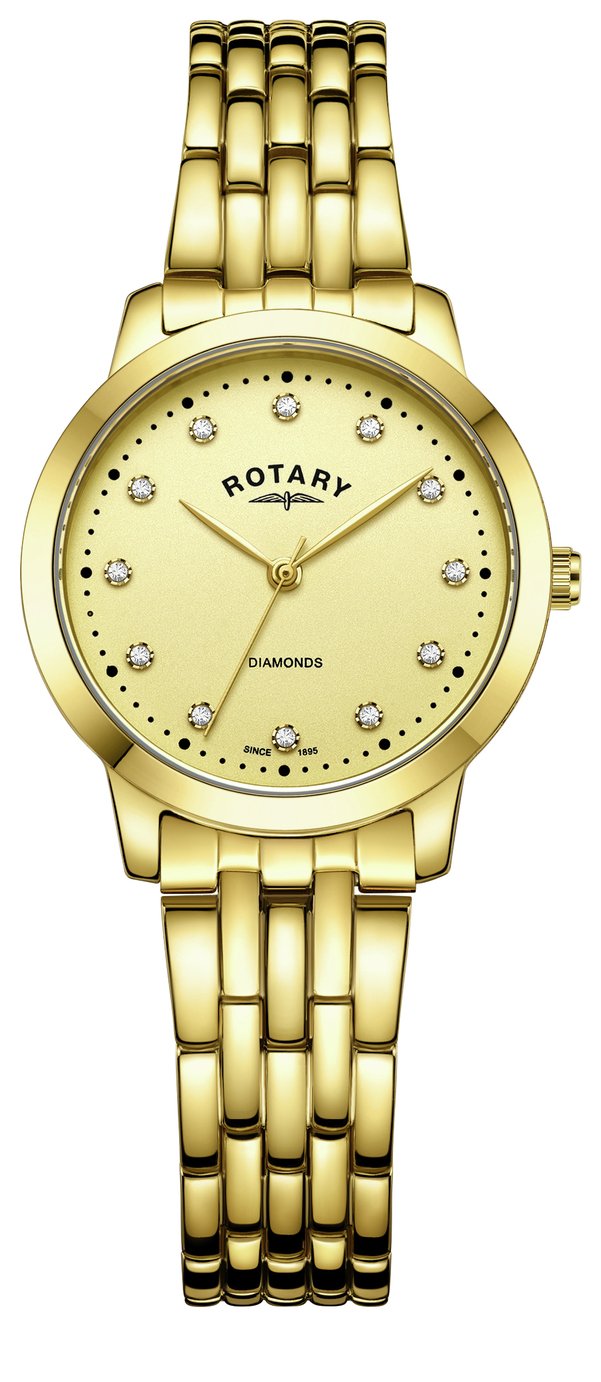 Rotary Ladies Diamond Set Dial Gold Coloured Bracelet Watch