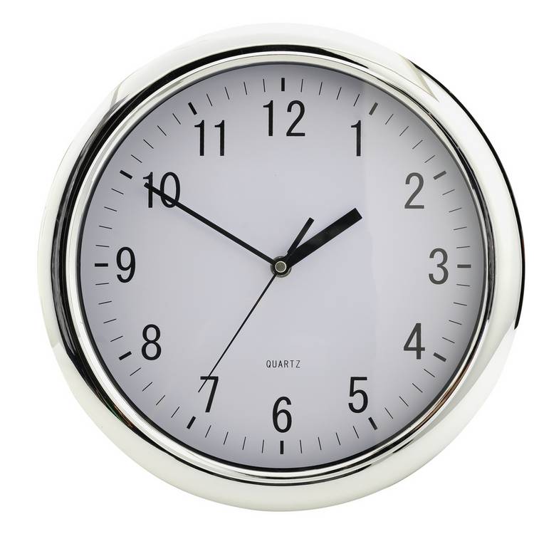 Argos Home Quartz Wall Clock - Chrome 29cm