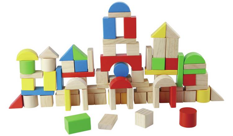 Chad Valley PlaySmart Wooden Block Set - 80 Pieces