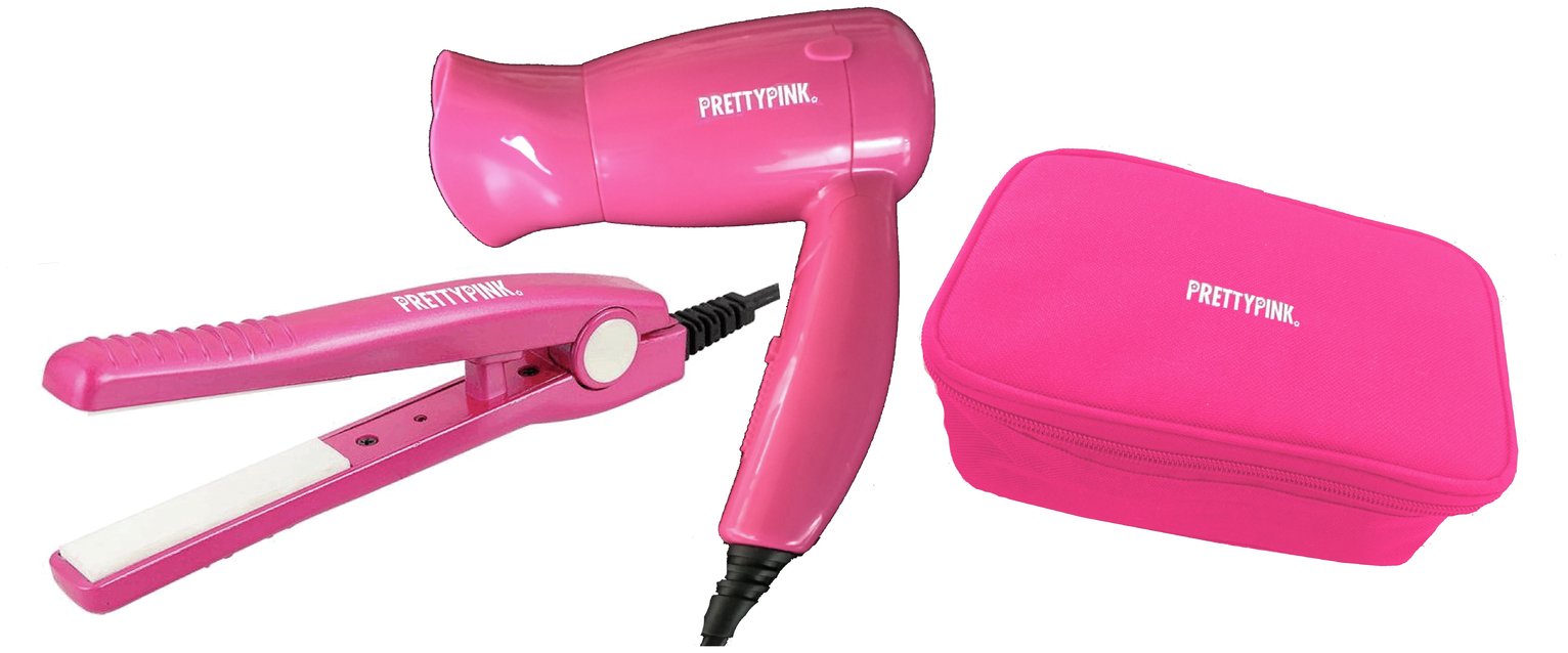 Pretty Pink Travel Straighteners and Hair Dryer Set (8367219) | Argos ...