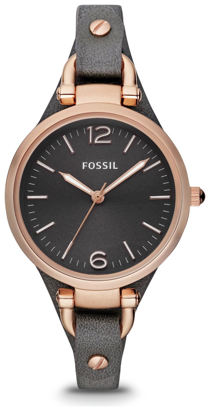 Fossil Georgia Ladies' ES3077 Rose Gold/Smoke Leather Watch review