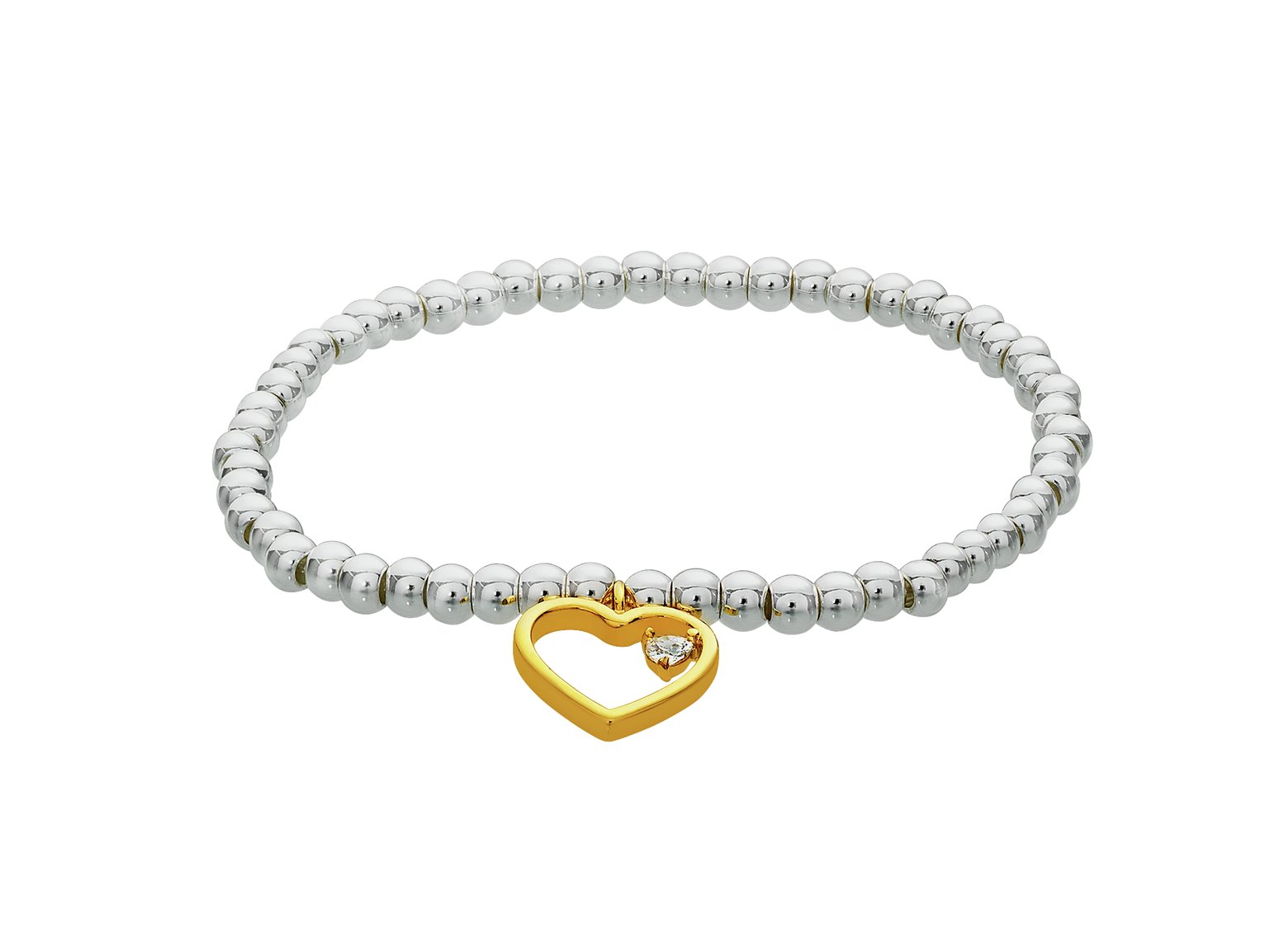 Amelia Grace Gold Colour Heart Charm Silver Colour Bracelet