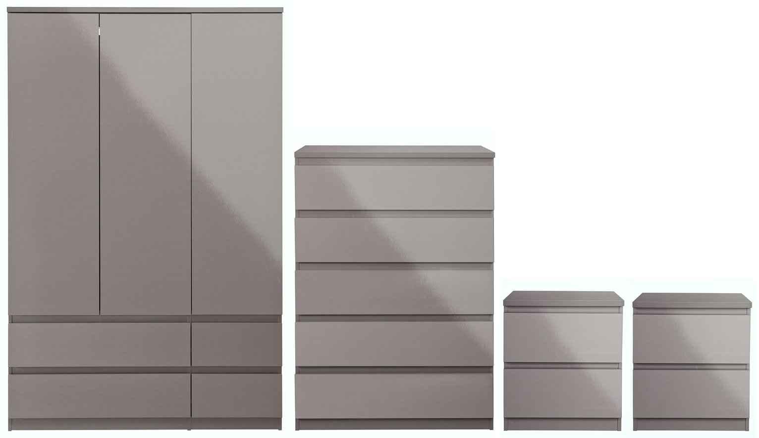 Habitat Jenson Gloss 4 Piece 3 Door Wardrobe Set - Grey