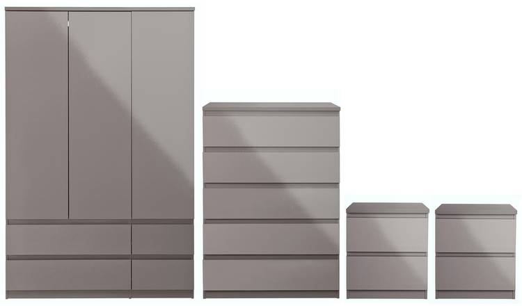 Buy Habitat Jenson Gloss 4 Piece 3 Door Wardrobe Set Grey Bedroom