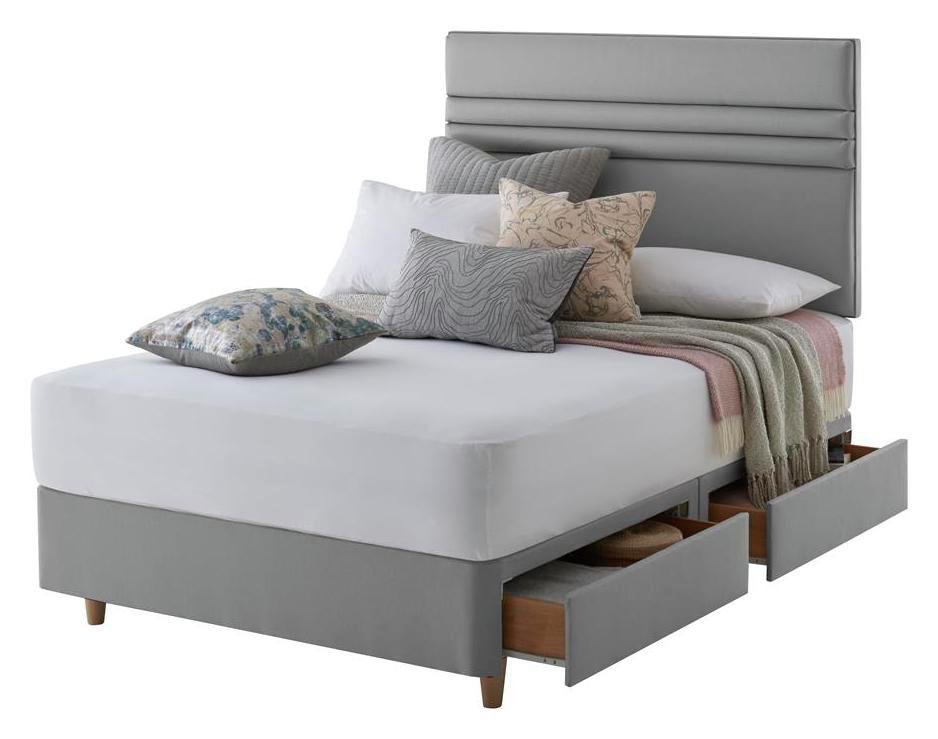 Silentnight Roma 4 Drawer Superking Divan & Headboard - Grey