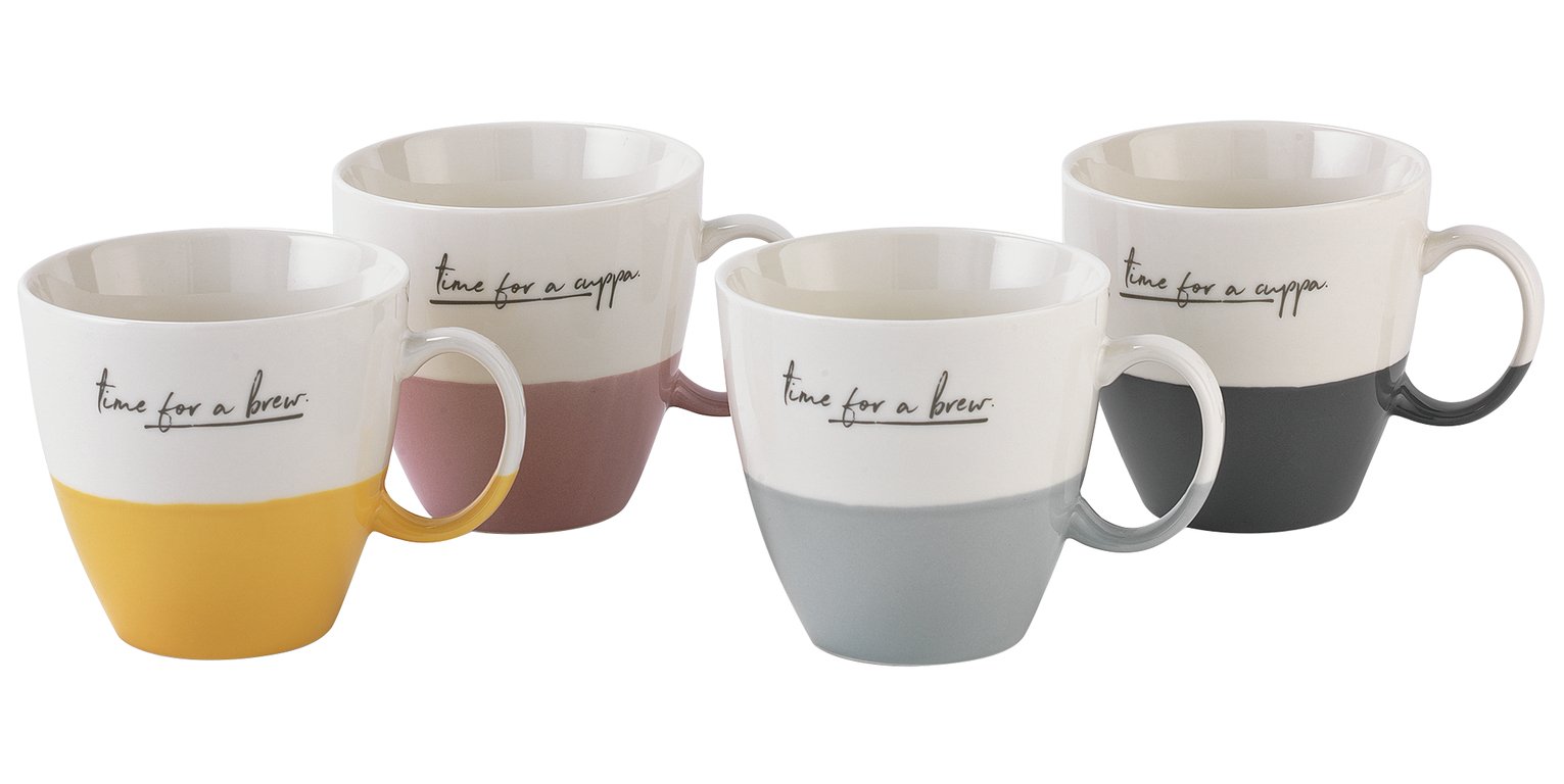 Argos Home Set of 4 Time for a Brew Mugs