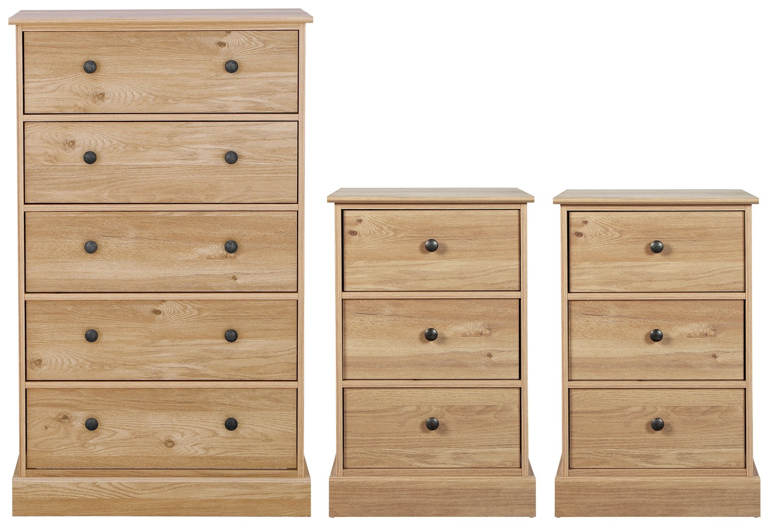 Argos Home Kensington 2 Bedsides & 5 Drawer Set - Oak Veneer