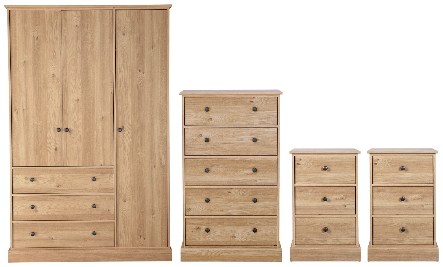 Argos Home Kensington 4 Piece Wardrobe Set - Oak Veneer