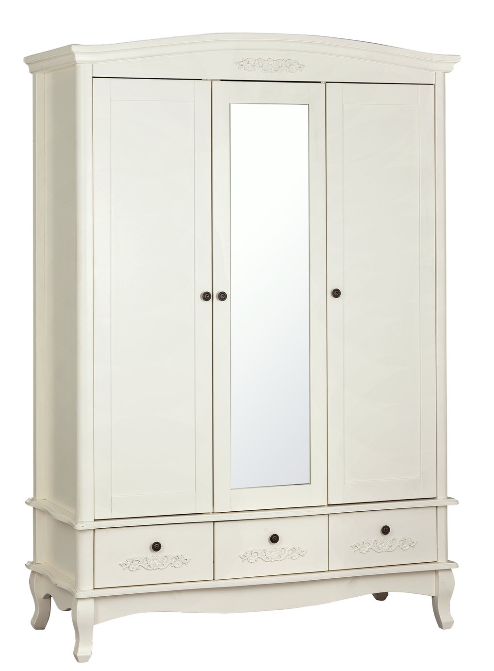 Argos Home Sophia 3 Dr 3 Drw Mirrored Wardrobe - Soft White