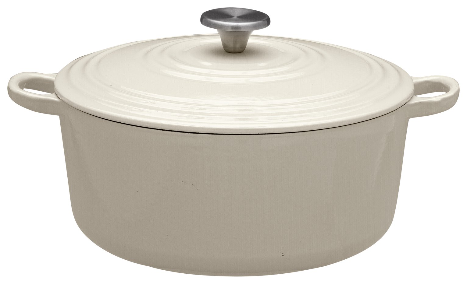 Argos Home 5.3 Litre Cast Iron Casserole Dish - Cream