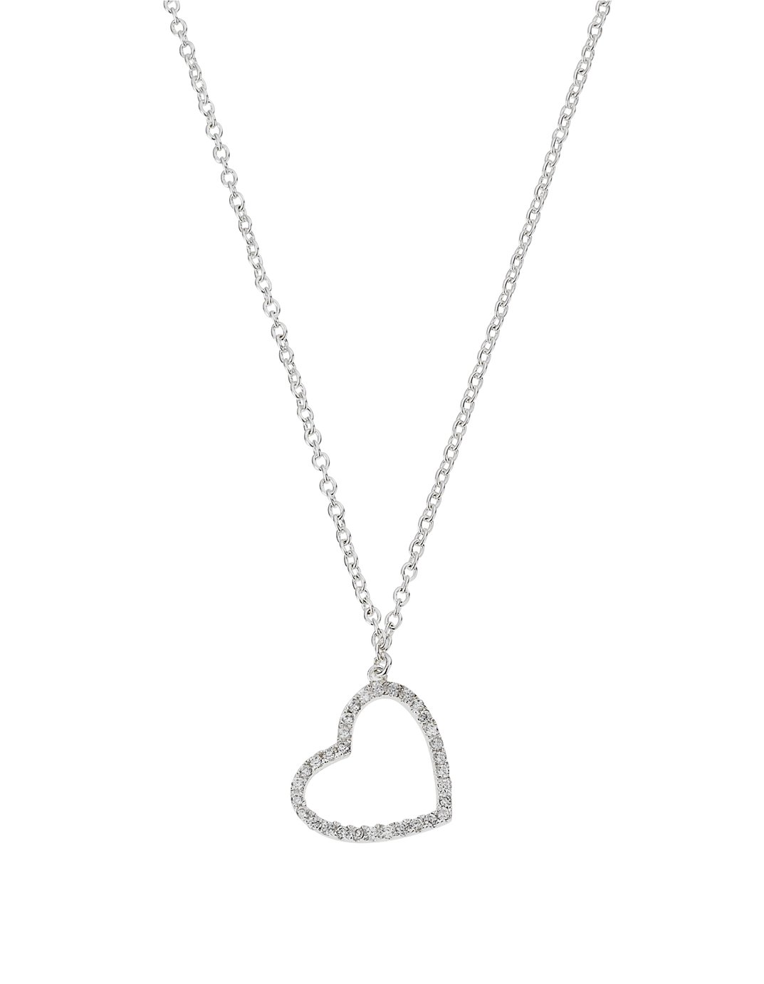Amelia Grace Silver Colour Heart Pendant Necklace