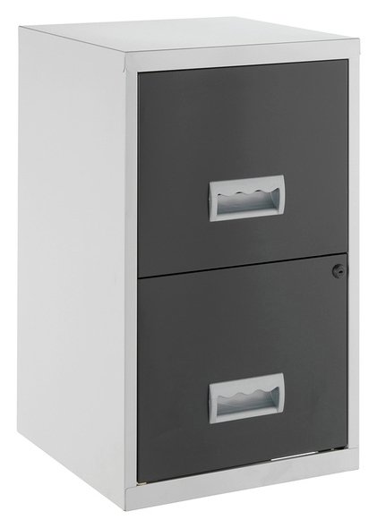 Pierre Henry 2 Drawer Metal Filing Cabinet - Silver & Black