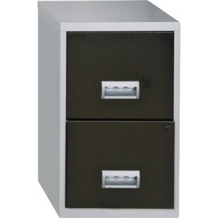 Pierre Henry 2 Drawer Metal Filing Cabinet - Silver & Black 0