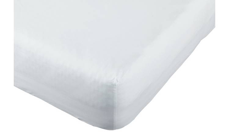 Buy Habitat Cotton 200TC Plain White Fitted Sheet Kingsize Bed