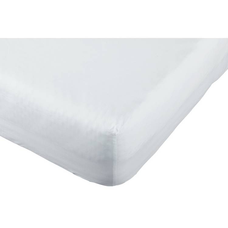 Habitat Pure Cotton 200TC White Deep Fitted Sheet - Kingsize 0