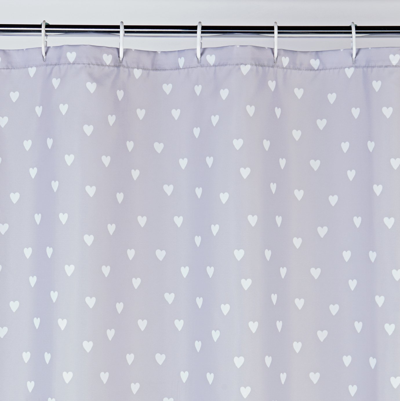 Argos Home Shower Curtain - Grey Hearts