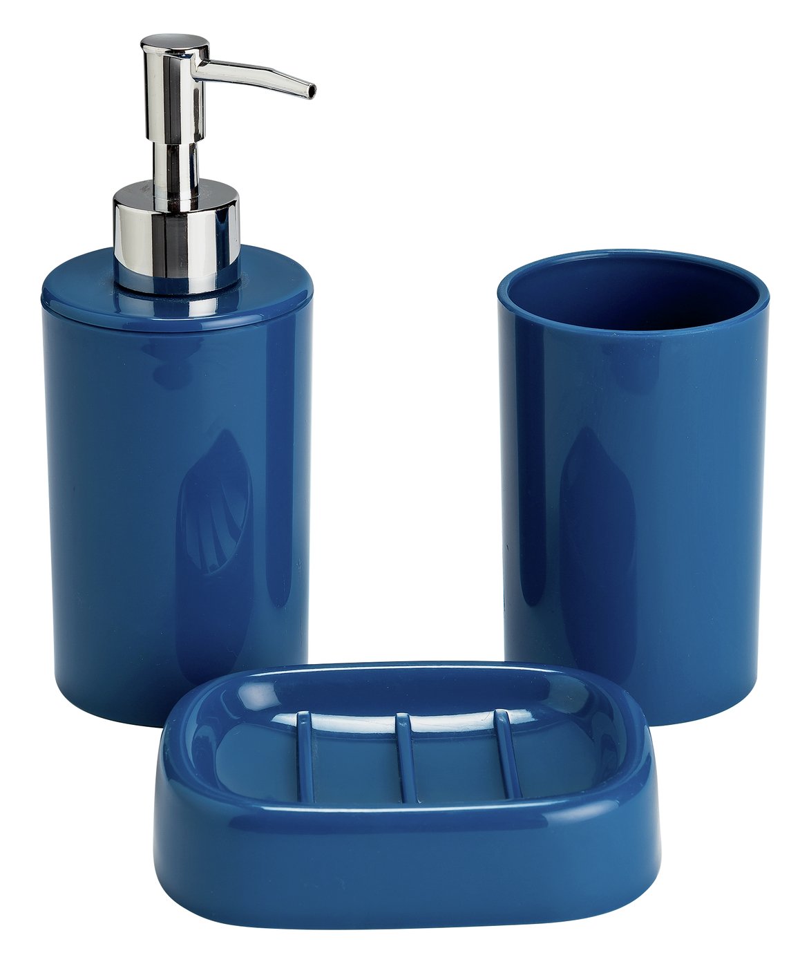 Argos Home 3 Piece Bathroom Accessory Set - Ink Blue