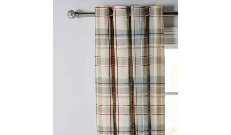Buy Argos Home Printed Check Lined Eyelet Curtains Grey