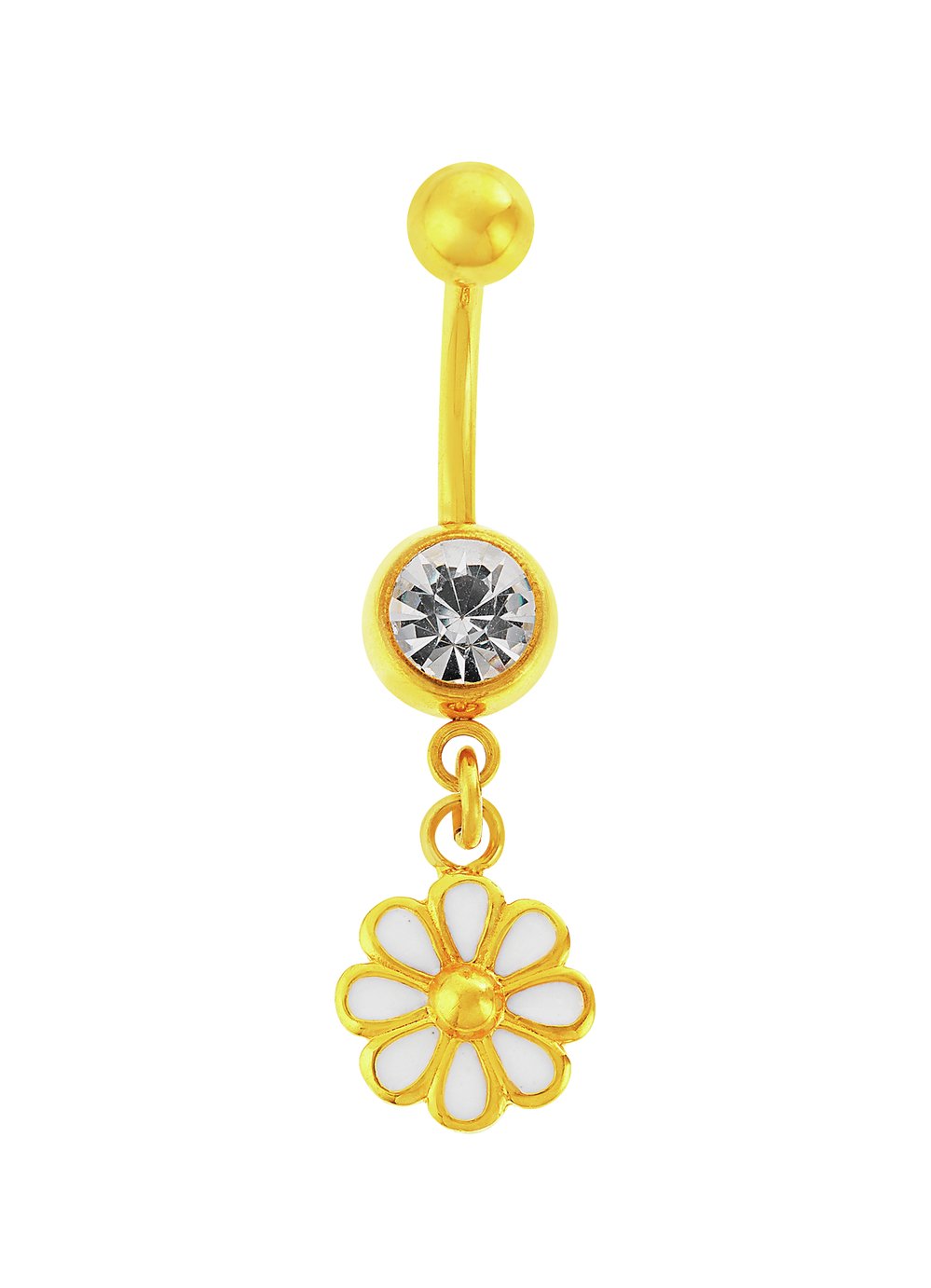 State of Mine Stainless Steel Crystal Daisy Belly Bar