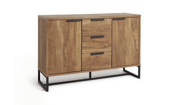 HOMN LIVING Denia Sideboard with 2 Doors and 3 Drawers in Oak Colour, 140  cm (Width) 40 cm (Depth) 76 cm (Height)