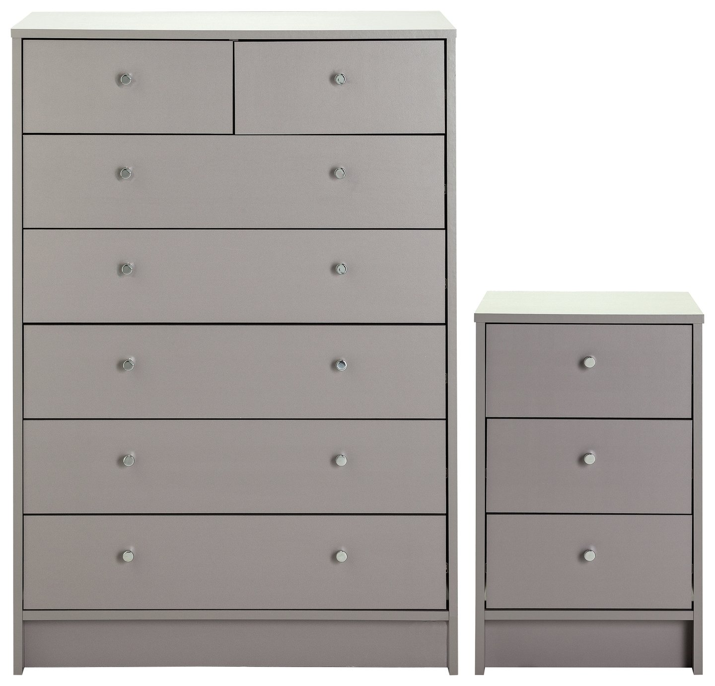 Argos Home Malibu Bedside & 5 2 Drawer Chest Set - Grey