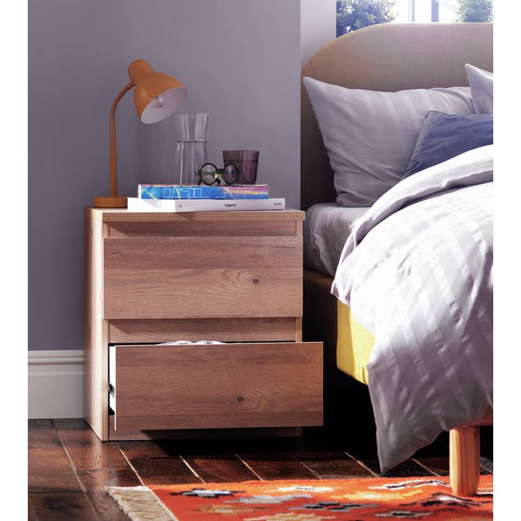 Habitat Jenson 2 Drawer Bedside Table - Oak Effect 0