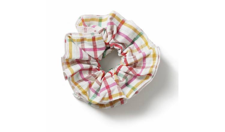 Freedom Checked Ruffle Hair Scrunchie