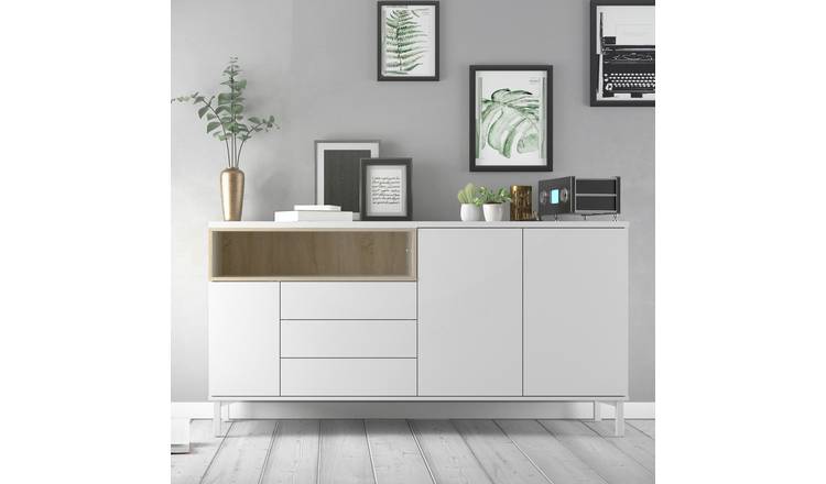 Furniture To Go Roomers 3 Door 3 Drawer Sideboard - White