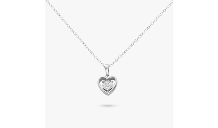 Revere Sterling Silver Cubic Zirconia Heart Pendant Necklace