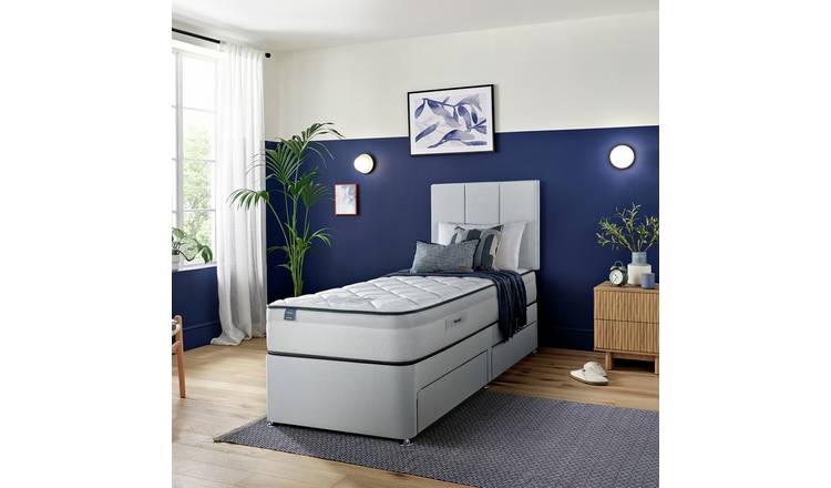 Silentnight Marlow Ultragel 1000 Mirapocket Single 2 Drawer Divan Bed- LightGrey