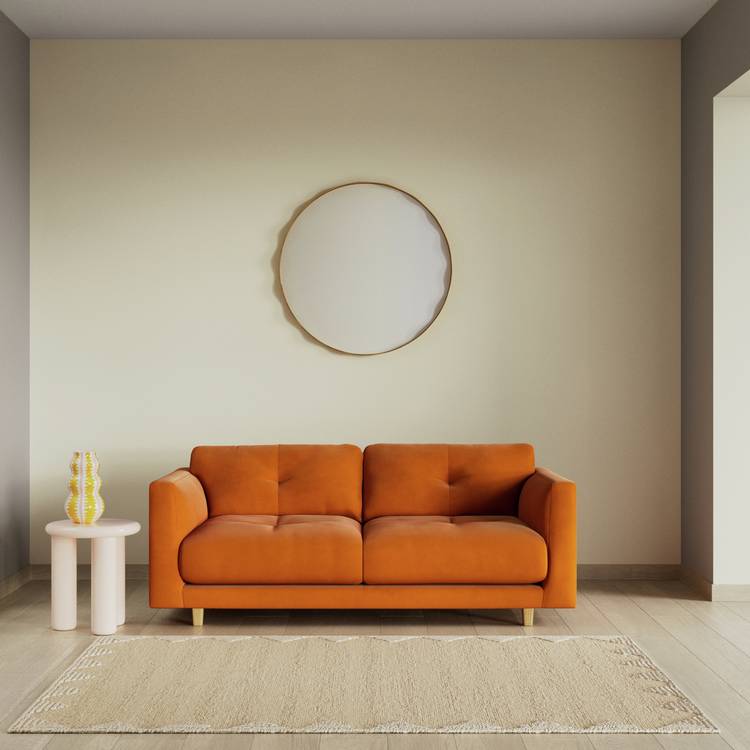 Habitat Emely Fabric 2 Seater Sofa - Orange - Ash Leg 0
