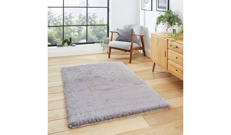 Think Rugs Super Teddy Grey Shaggy Rug - 80x150cm