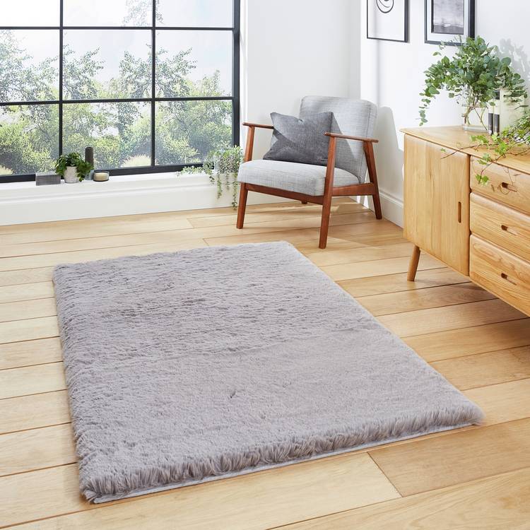 Think Rugs Super Teddy Grey Shaggy Rug - 80x150cm