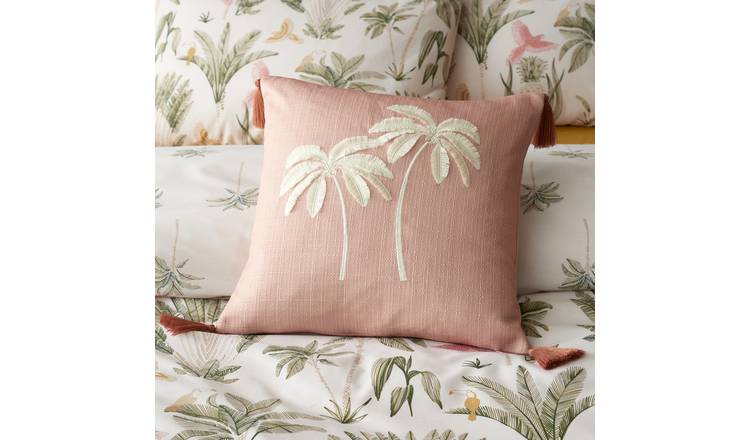 Catherine Lansfield Paradiso Palm Cushion Pink - 45x45cm
