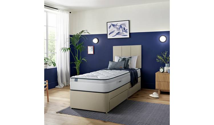 Silentnight Marlow Ultragel 1000 Mirapocket Single 2 Drawer Divan Bed -Sandstone