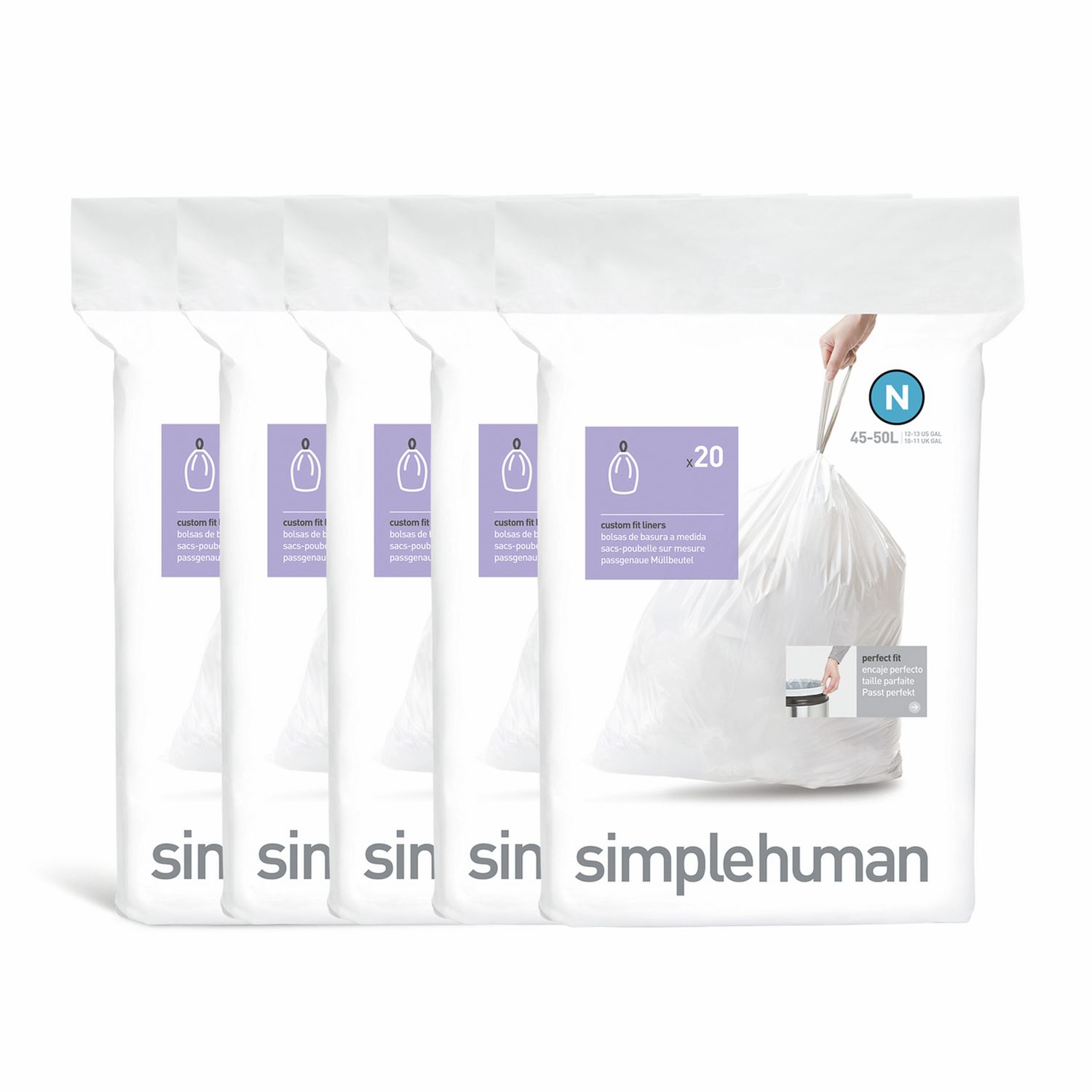 Simplehuman 50L Code N Bin Liners - Pack Of 100