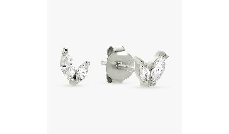 Revere Sterling Silver Dainty Marquise Stud Earrings