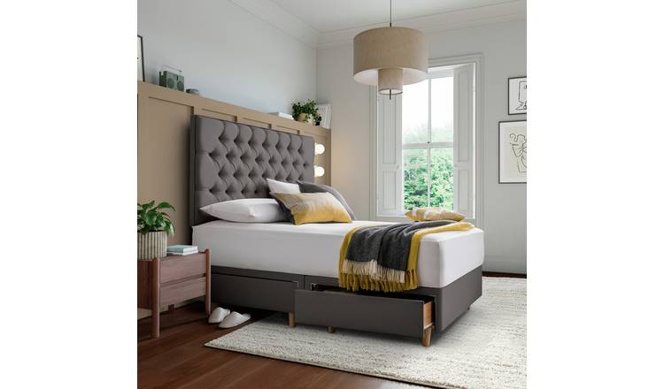 Silentnight Sassaria Double 2 Drawer Divan Bed - Slate Grey