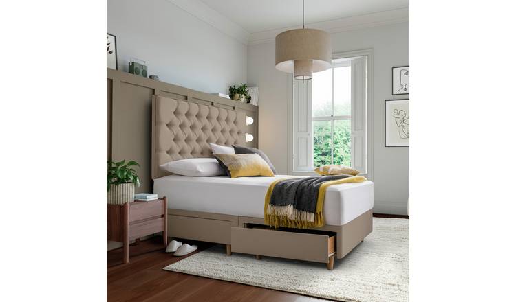 Silentnight Sassaria Superking 2 Drawer Divan Bed - Sandstone