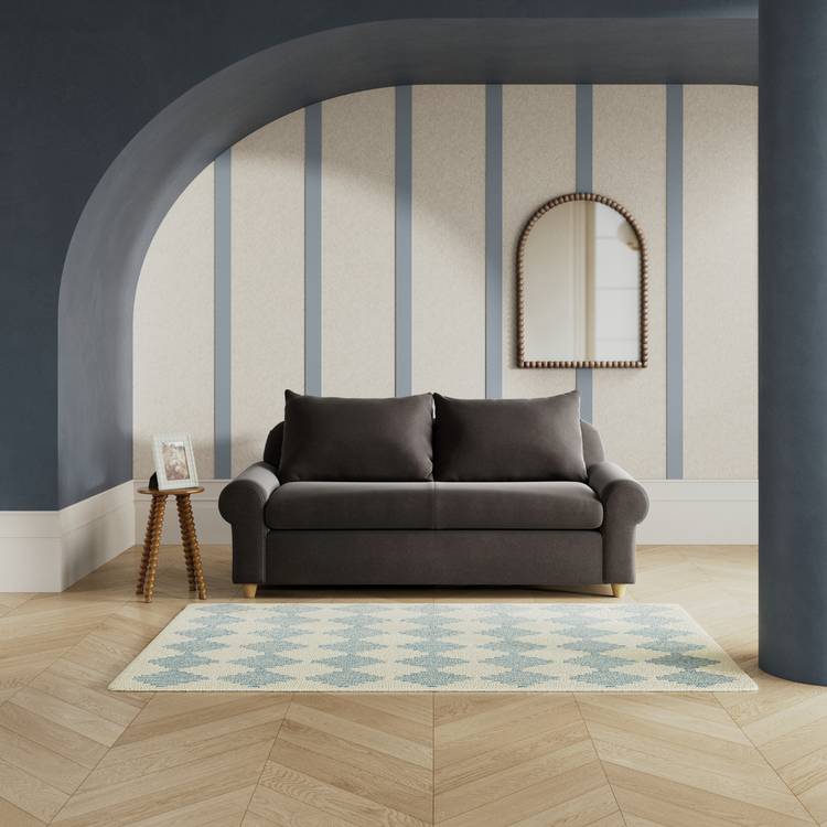 Habitat Whitby Velvet 2 Seater Sofa - Slate Grey - Ash Leg 0