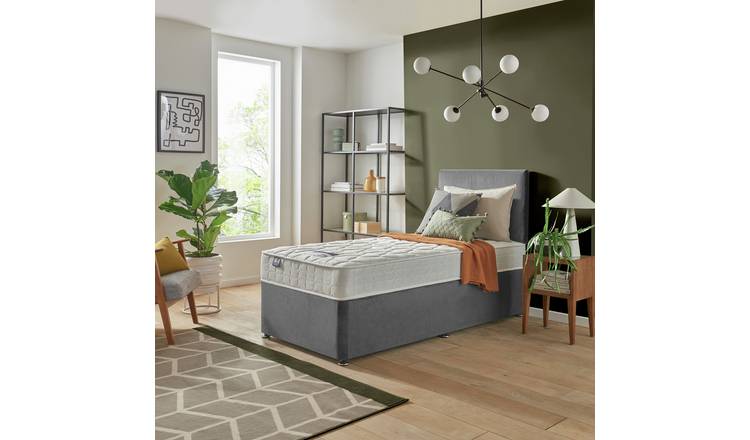 Silentnight Travis Single Comfort Divan Bed & Headboard - Grey