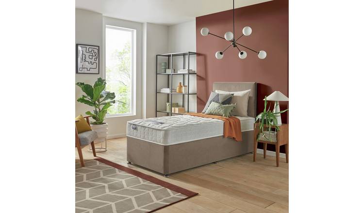Silentnight Travis Single Comfort Divan Bed & Headboard - Sand