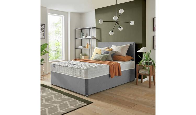 Silentnight Travis Small Double Comfort Divan Bed & Headboard - Grey