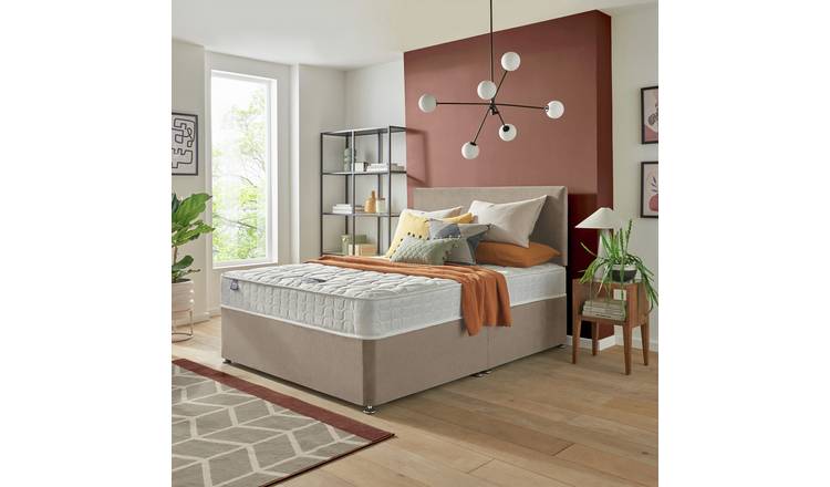Silentnight Travis Double Comfort Divan Bed & Headboard - Sand
