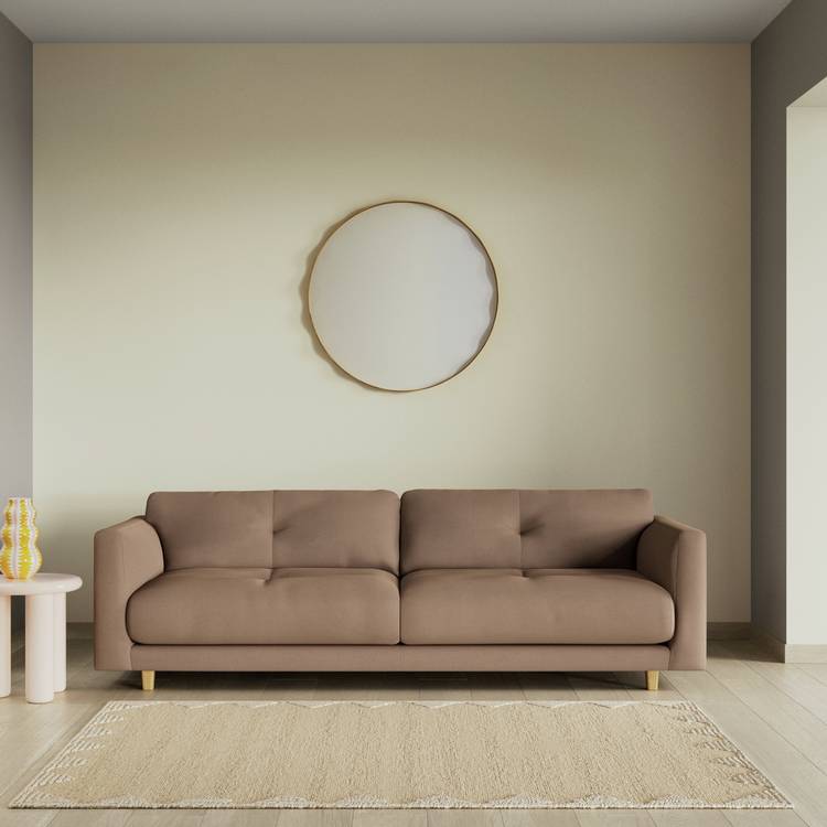 Habitat Emely Fabric 4 Seater Sofa - Biscuit - Ash Leg 0