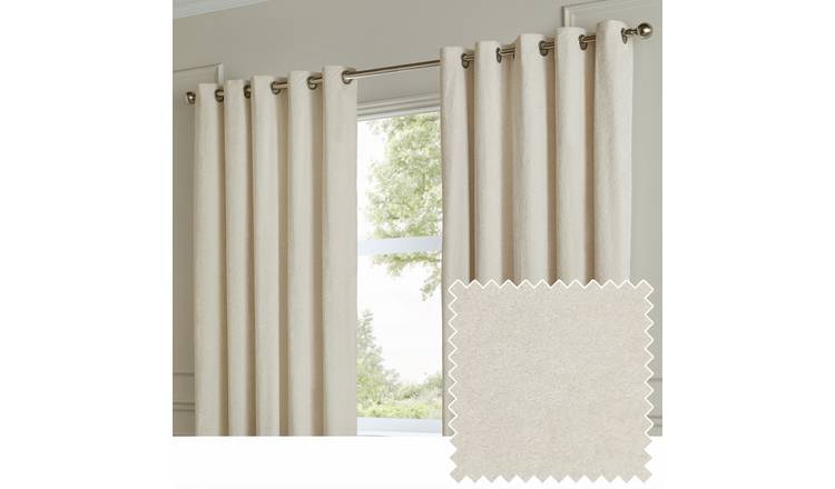 Paoletti Lustre Velvet Eyelet Curtains - Ivory - 229x183cm
